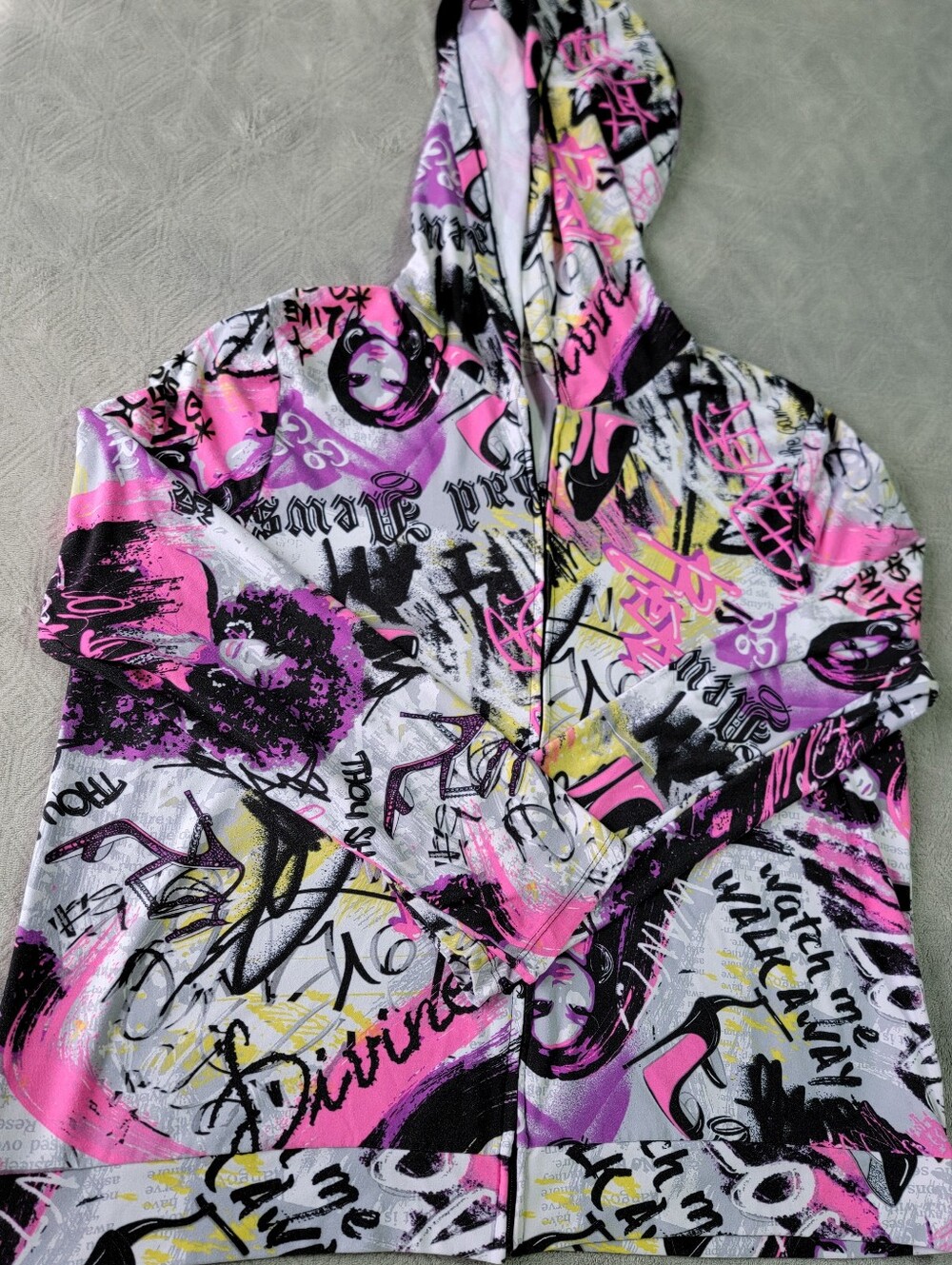 Full Circle Trends Pink Graphic Utility Jacket with Hoodie